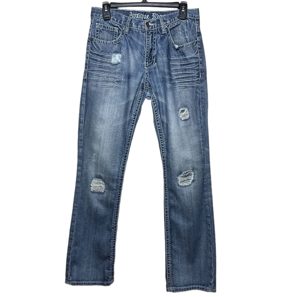 (156) Antique Rivet Distressed Jeans